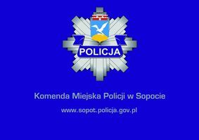 logo sopockiej Policji, na dole pełna nazwa sopockiej jednostki