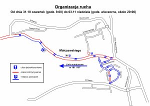 mapa organizacji ruchu w Sopocie