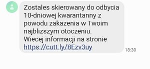 Zrzut z telefonu wiadomości tekstowej