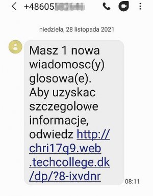 Zrzut z telefonu wiadomości tekstowej