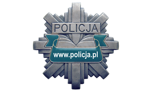Policyjna gwiazda, a na niej napisy: POLICJA i WWW.POLICJA.PL