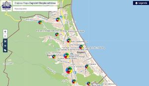 Na zdjęciu mapa Sopotu i zaznaczone na niej punkty z ilością zgłoszeń